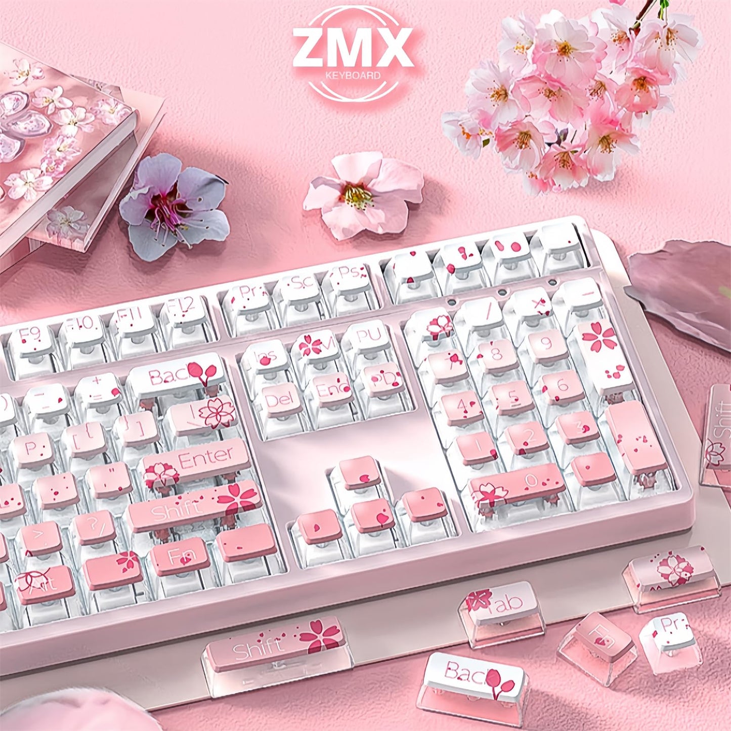 ZMX Pudding Keycaps Set,Double Shot PBT Dye-Sub Custom Keycaps ASA Profile 116 Keys Cute Themed Transparent Backlit Keycaps for ANSI 100% 60% TKL Cherry MX Switch Mechanical Gaming Keyboard (01)