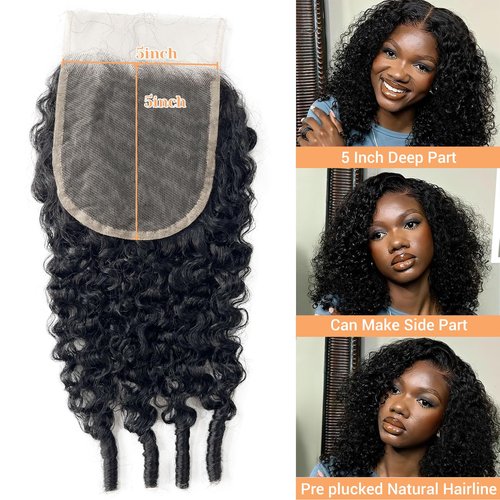 Hd Closure 5x5 Burmese Curly 22 Inch 5x5 Transparent Lace Closure 12A Virgin Remy Human Hair Closure Pre Plucked With Baby Hair Natural Black