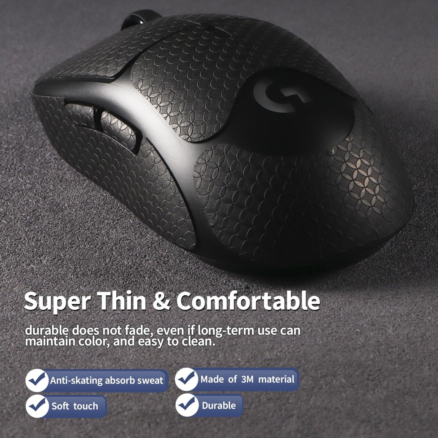 Anti-Slip Mouse Grip Tape for Logitech G Pro Wireless Mouse Skin Sweat-Resistant G Pro Mice Sticker Decal(White)