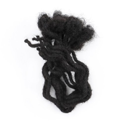 8 Inch 30 Strands Curly Wave Loc Extensions Human Hair, 0.6cm Dreadlock Extensions Human Hair for Women Men Kids Full Handmade Permanent Dreads Locs Natural Black
