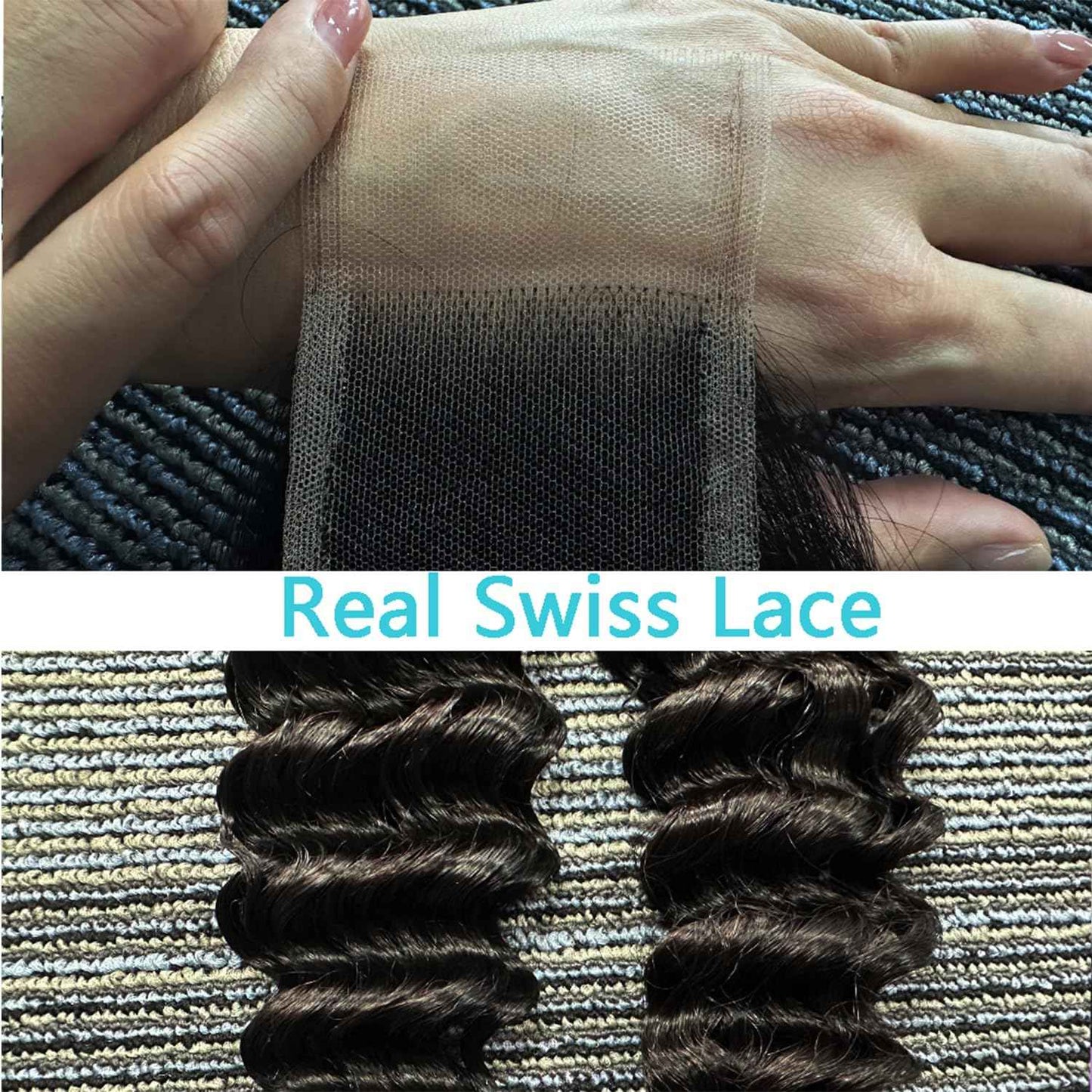 2x6 Hd Lace Closure Unprocessed Human Hair 150% Density Closure Pre-Plucked Hairline Deep Wavy Style Closure Middle Part With Baby Hair Natural Black Color 20 Inch