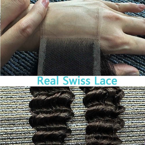 2x6 Hd Lace Closure Unprocessed Human Hair 150% Density Closure Pre-Plucked Hairline Deep Wavy Style Closure Middle Part With Baby Hair Natural Black Color 20 Inch