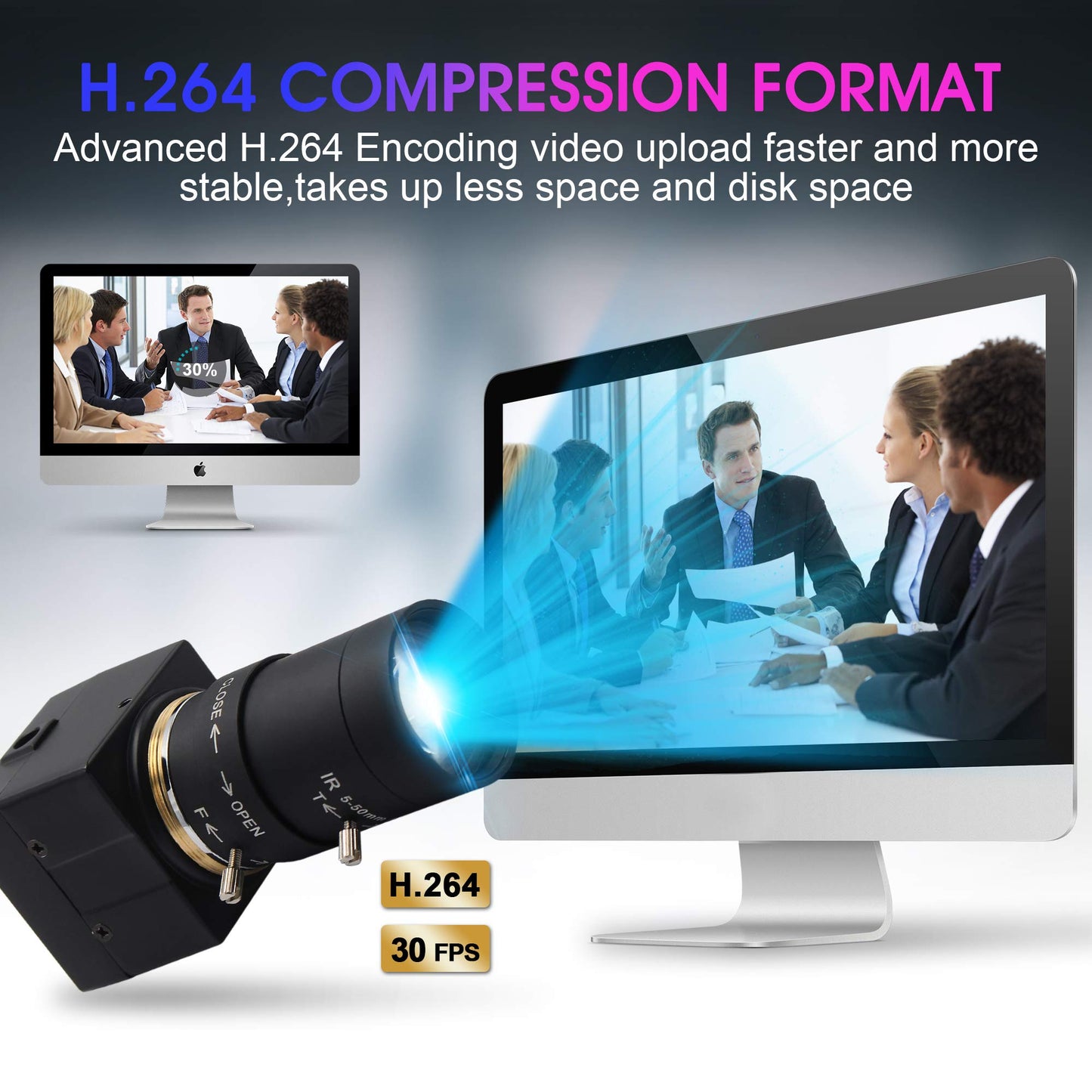 ALPCAM 1080P USB Camera with 5-50mm 10X Manual Zoom Lens, H.264 Full HD Webcam 0.01Lux Low Light Camera for Industrial Inspection, Plug & Play for Windows/Linux/Raspberry Pi/Mac