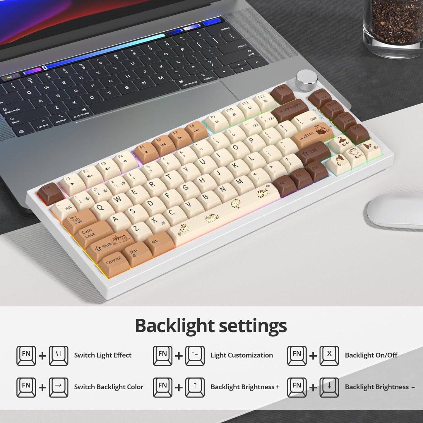 75 Percent Keyboard Gasket-Mounted with Sound Absorbing Pads, 82-Key Compact Wired RGB Mechanical Gaming Keyboard Hot-Swap Socket for Win, Monster