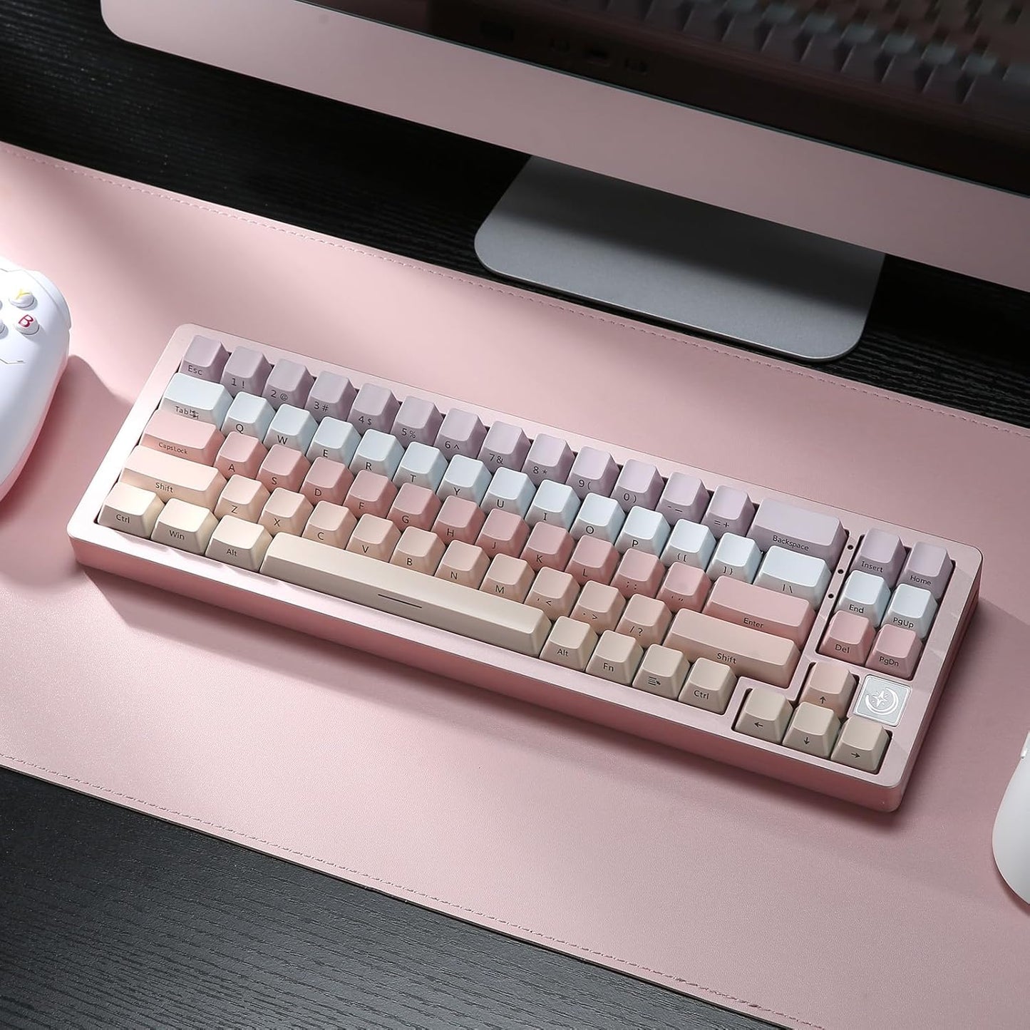 YUNZII AL71 75% Mechanical Keyboard,Full Aluminum CNC,Hot Swappable Gasket,2.4GHz Wireless BT5.0/USB-C Wired,NKRO Programmable RGB Backlight Creamy Typing for Win/Mac(Blue,Crystal White Switch)