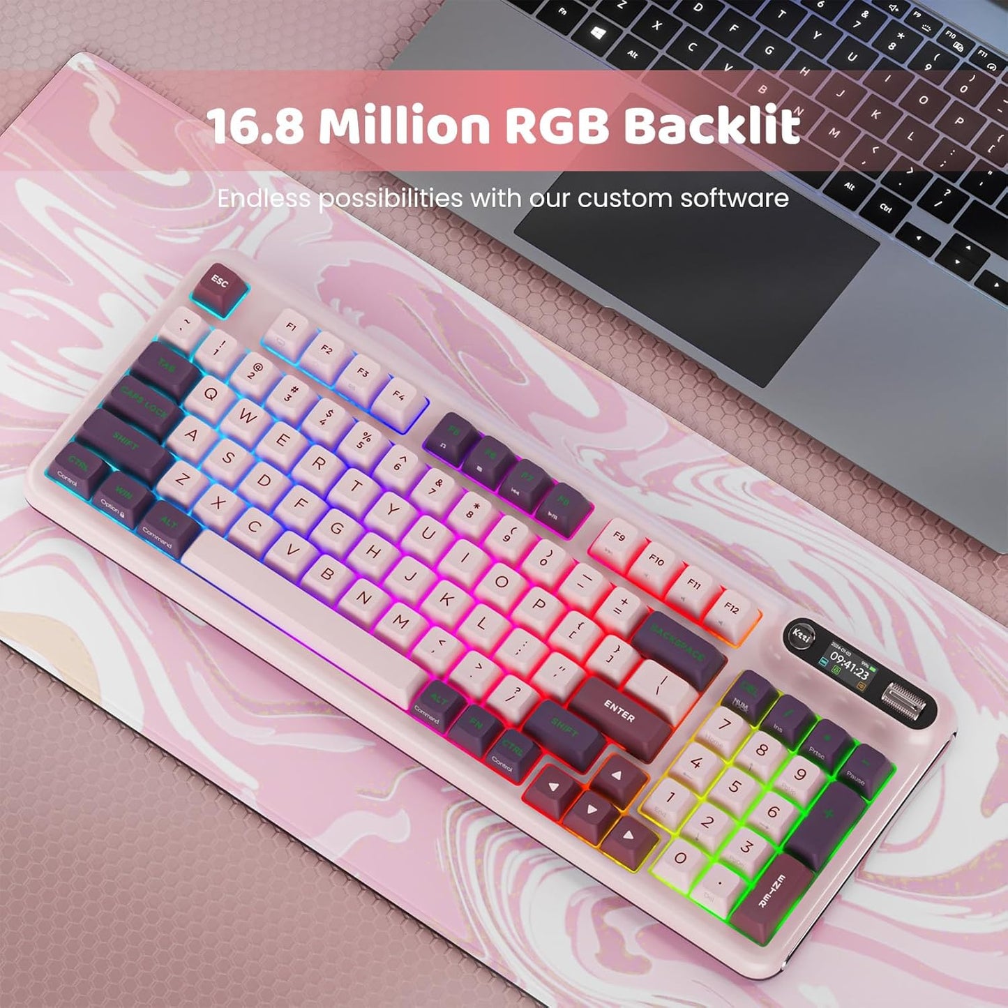 Z98 Creamy Keyboard, Wireless Mechanical Keyboard with Smart Display & Knob, Tri-Mode Connection