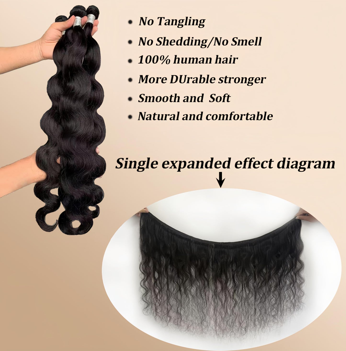12A Unprocessed Brazilian Human Hair Body Wave human hair bundles 3 Bundles 20 22 24 Inch 300g/Pack Natural Black soft Smooth Double Weft Quick Weft Extensions for Women