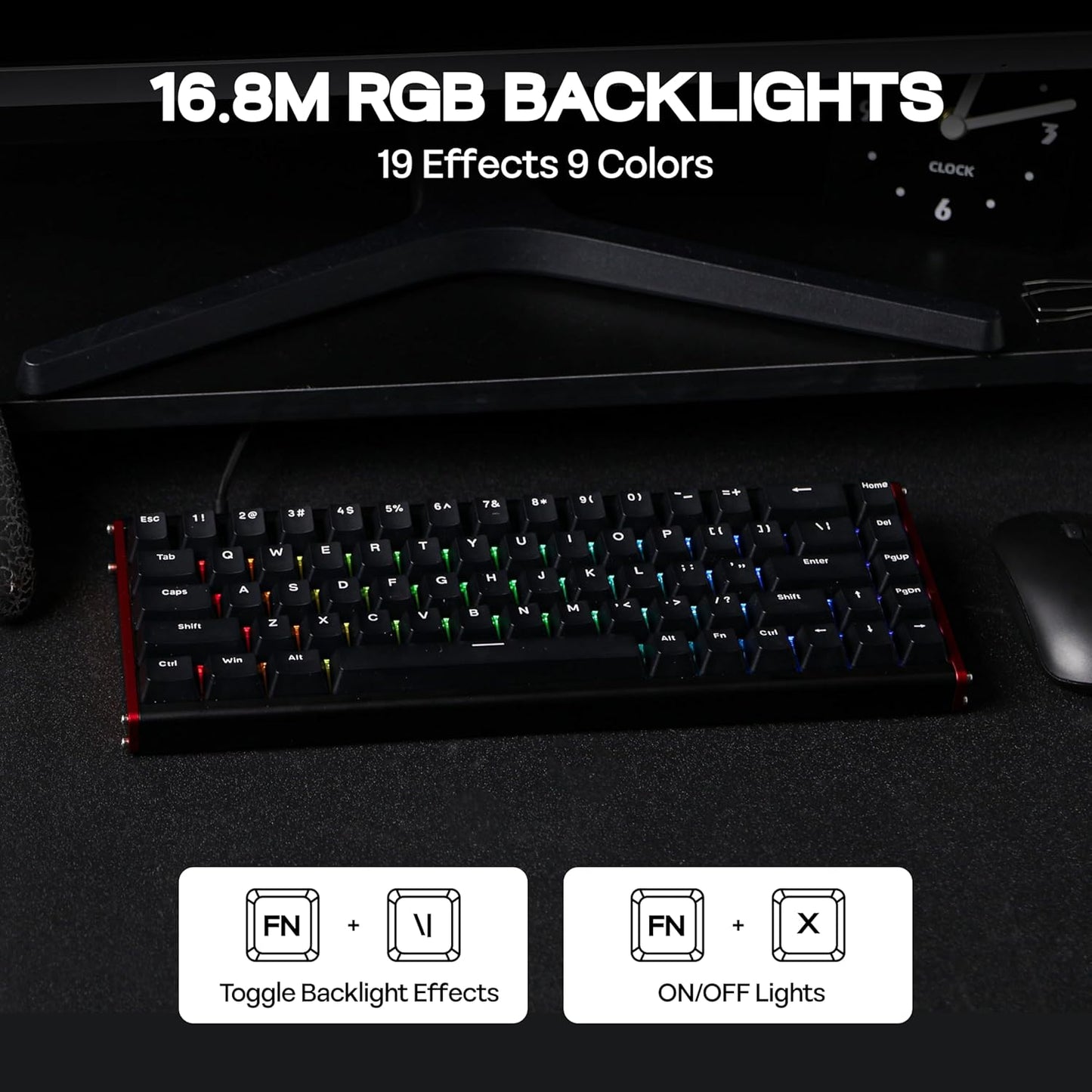 AJAZZ ALUX68 HE Aluminum Rapid Trigger Gaming Keyboard with Magnetic Switch, Wired Hall Effect Keyboard with 8K Polling Rate, 0.125ms Latency, RGB Backlight (Black Side-Printed, ALUX68)