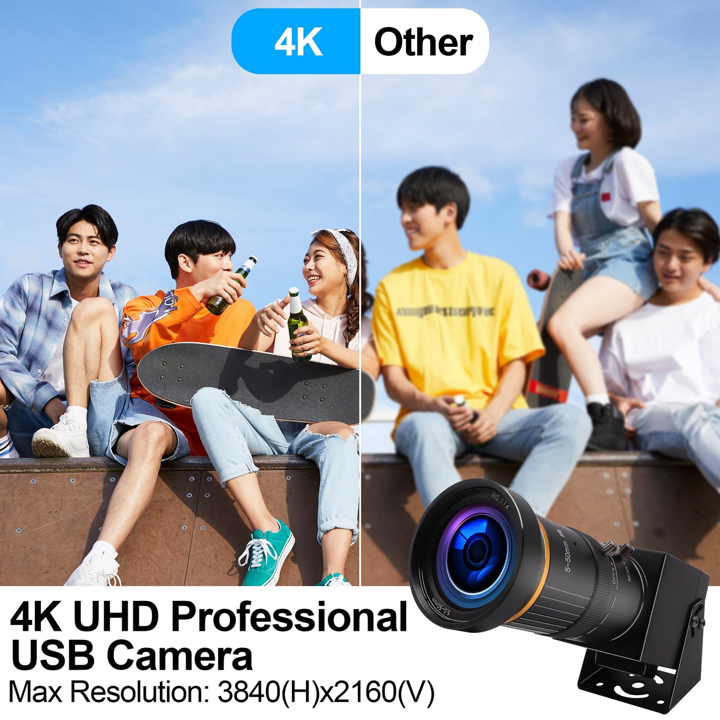 ALPCAM HDMI USB Camera 4K 30fps Webcam 10X Manual Zoom USB Webcam with 5-50mm CS Lens H.264 Video Conference Camera for Computer Laptop Raspberry Pi Jetson Nano