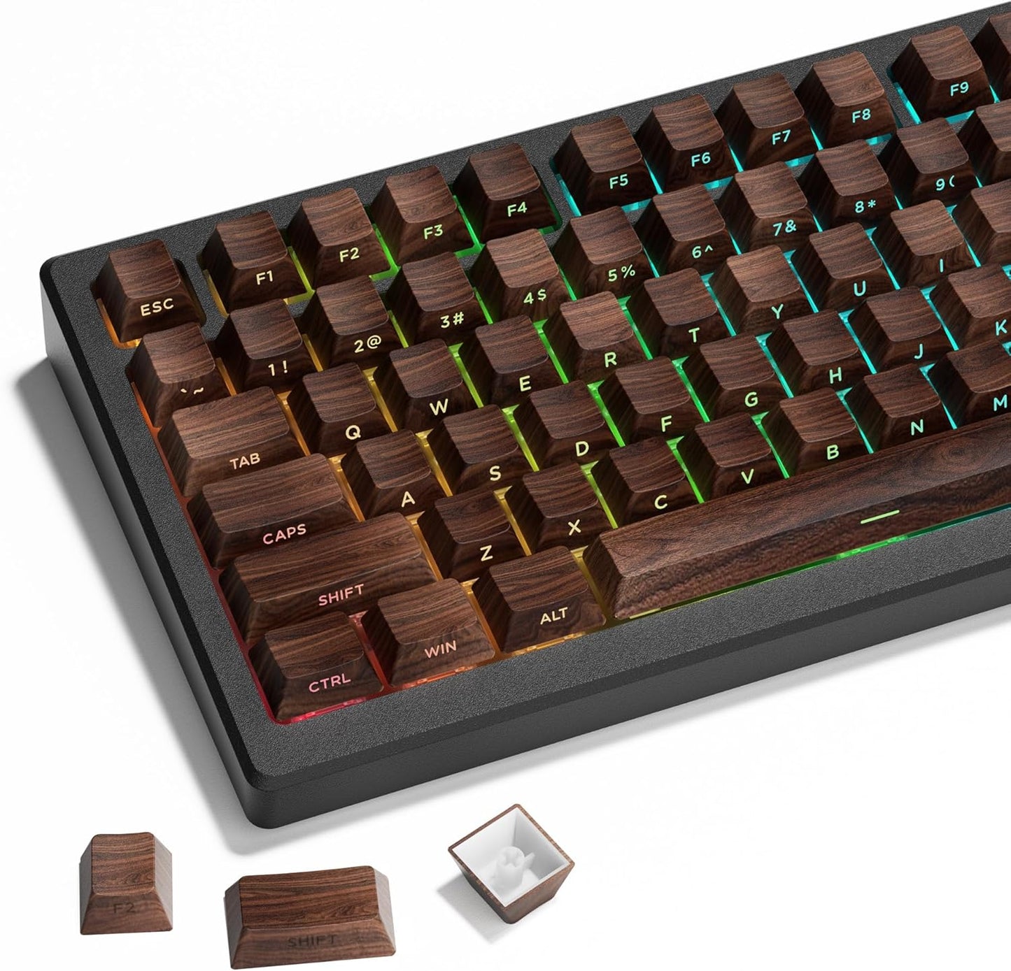 XVX PBT Keycaps - Shine Through Keycaps, Side Printed Custom Keycaps 75 Percent, Rose Garden Key Cap Set Dye Sub & Double Shot, 130 Keys Cherry Profile Keyboard Keycap for Mechanical Keyboard