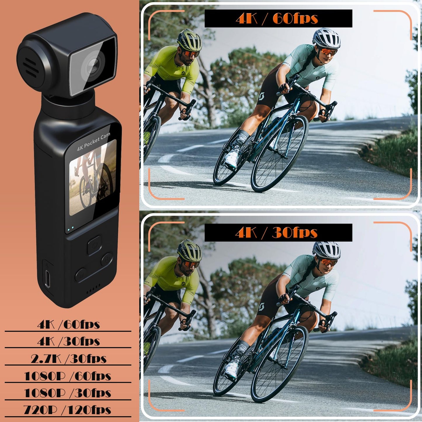 ZOMFOM 4K Body Camera with External Microphone, Mini Video & Audio Pocket Cam 270° Rotation Camera for Outdoor Sport, Bike, Travel, Police Law Enforcement, Personal Civilians, 64GB Included