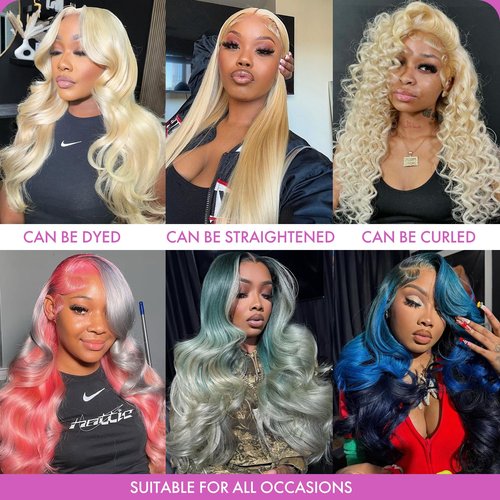 Muspluto 613 13x4 Lace Front Wig Human Hair Blonde Body Wave Lace Frontal Wigs Pre Plucked Blonde Wig Human Hair 200 Density 613 HD Lace Front Wigs 613 Human Hair Wig (24 Inch)