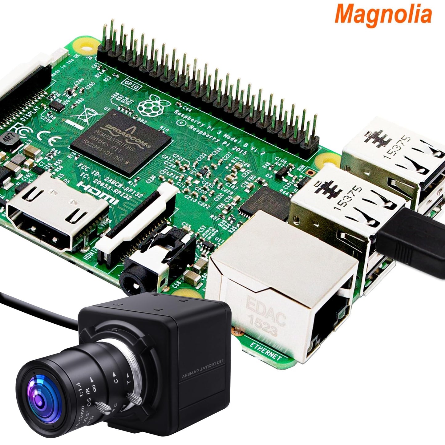 5MP USB Camera 2.8-12mm Varifocal Lens 4X Manual Zoom Lightburn Webcam OV5640 Sensor Close-up Camera 1944P Golf Swing Cameras Plug&Play for Mac Windows Linux Raspberry Pi
