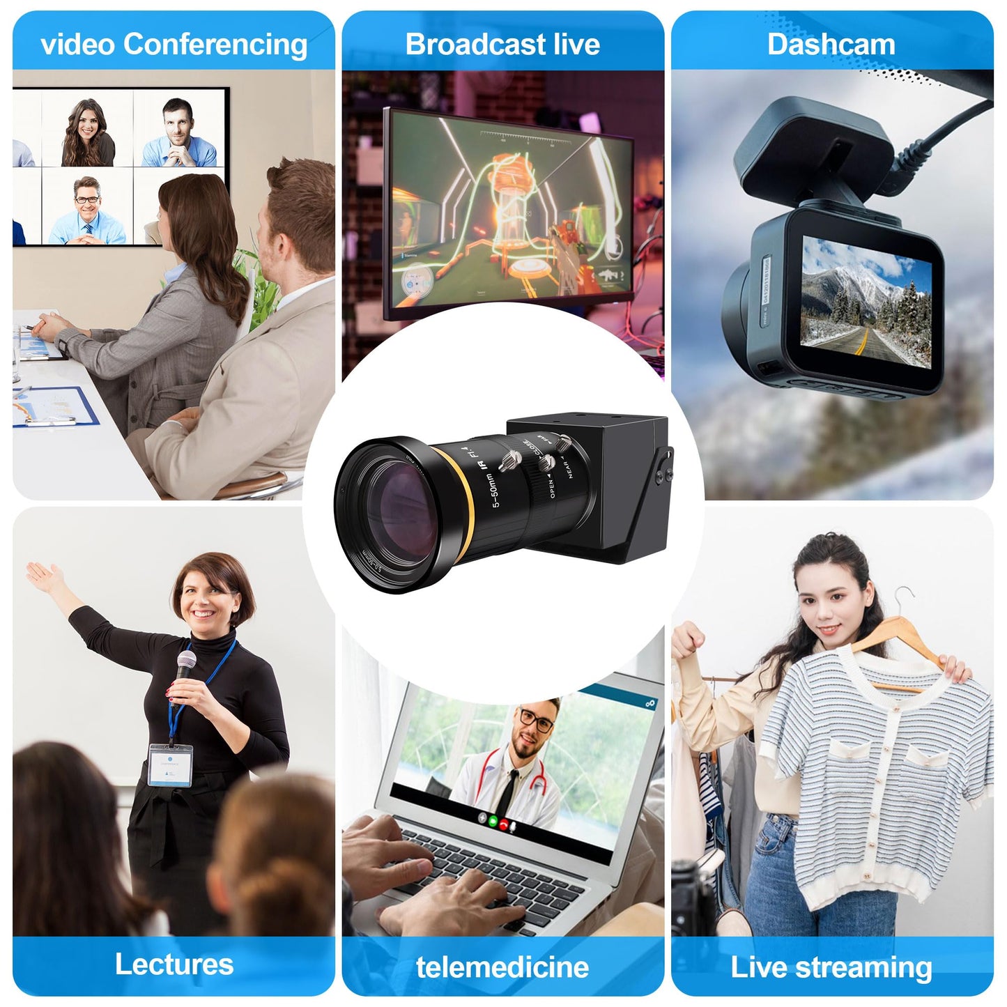 ALPCAM 4K HDMI USB Camera, 60fps High Speed USB3.0 Camera with CS-Mount 5-50mm Telephoto Lens, H.264 Zoom Digital Video Confereces Webcam for Windows Linux Android Mac OS