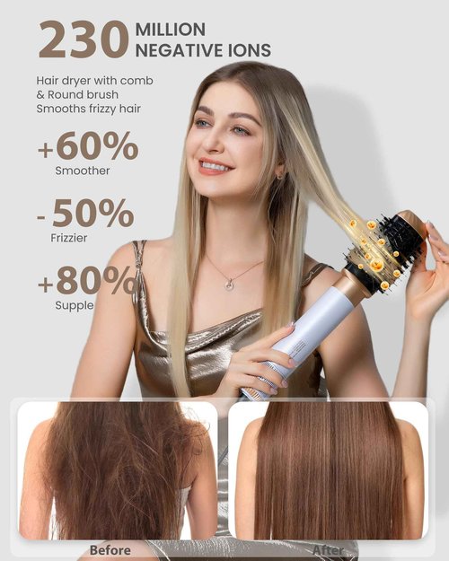 Ukliss 6 in 1 Hair Dryer Brush & Air Styler – Ionic Blow Dryer with AutoWrap Straightener & Volumizing Brush for Fine/Thick Hair Fast Drying Frizz-Free Salon & Travel Use (ALCI Plug)