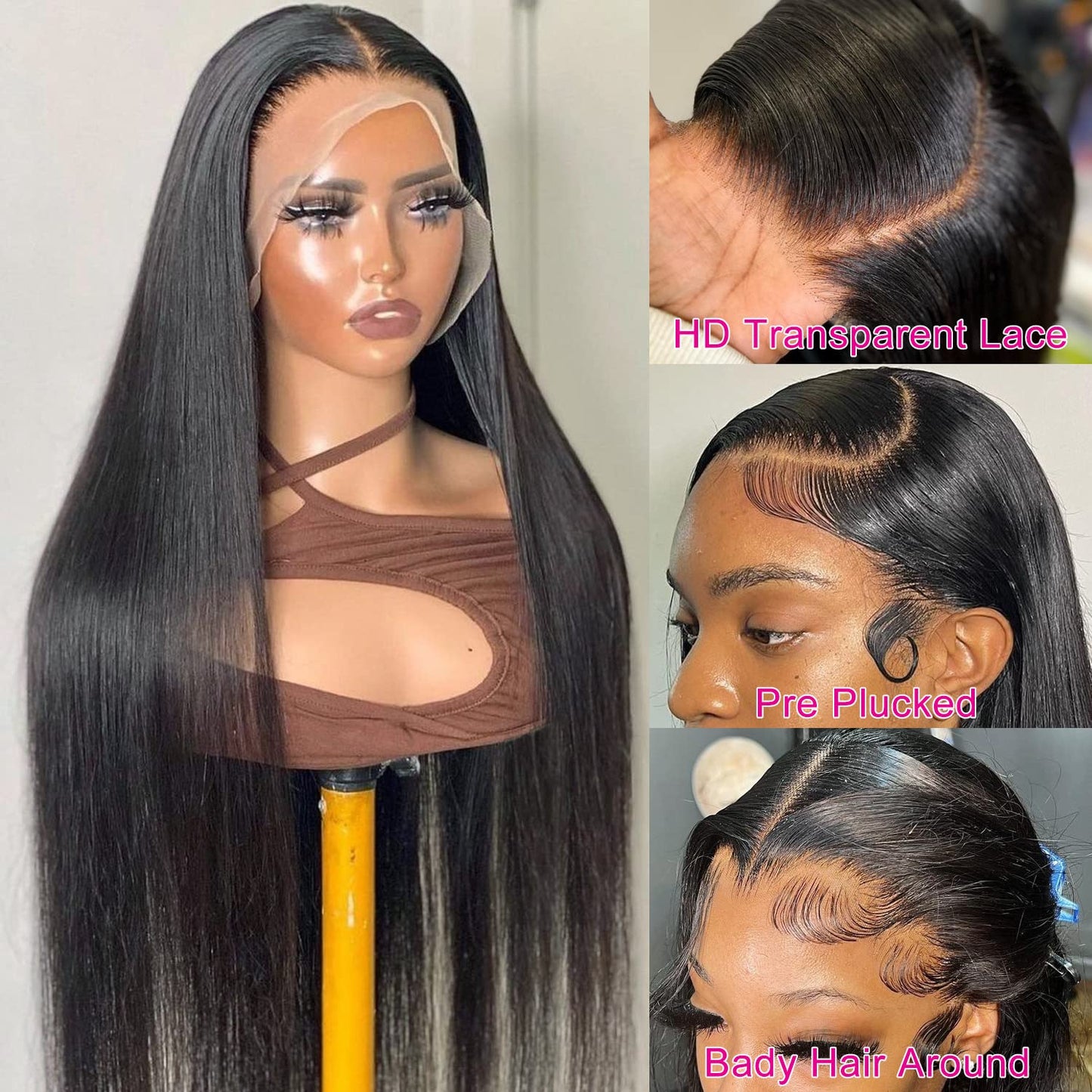 Profairsor 20 Inch Straight Human Hair Wigs for Women 13x4 Lace Front Wigs Human Hair 180% Density Guleless Lace Front Wigs Pre Plucked HD Transparent Lace Wigs Straight Frontal Wig