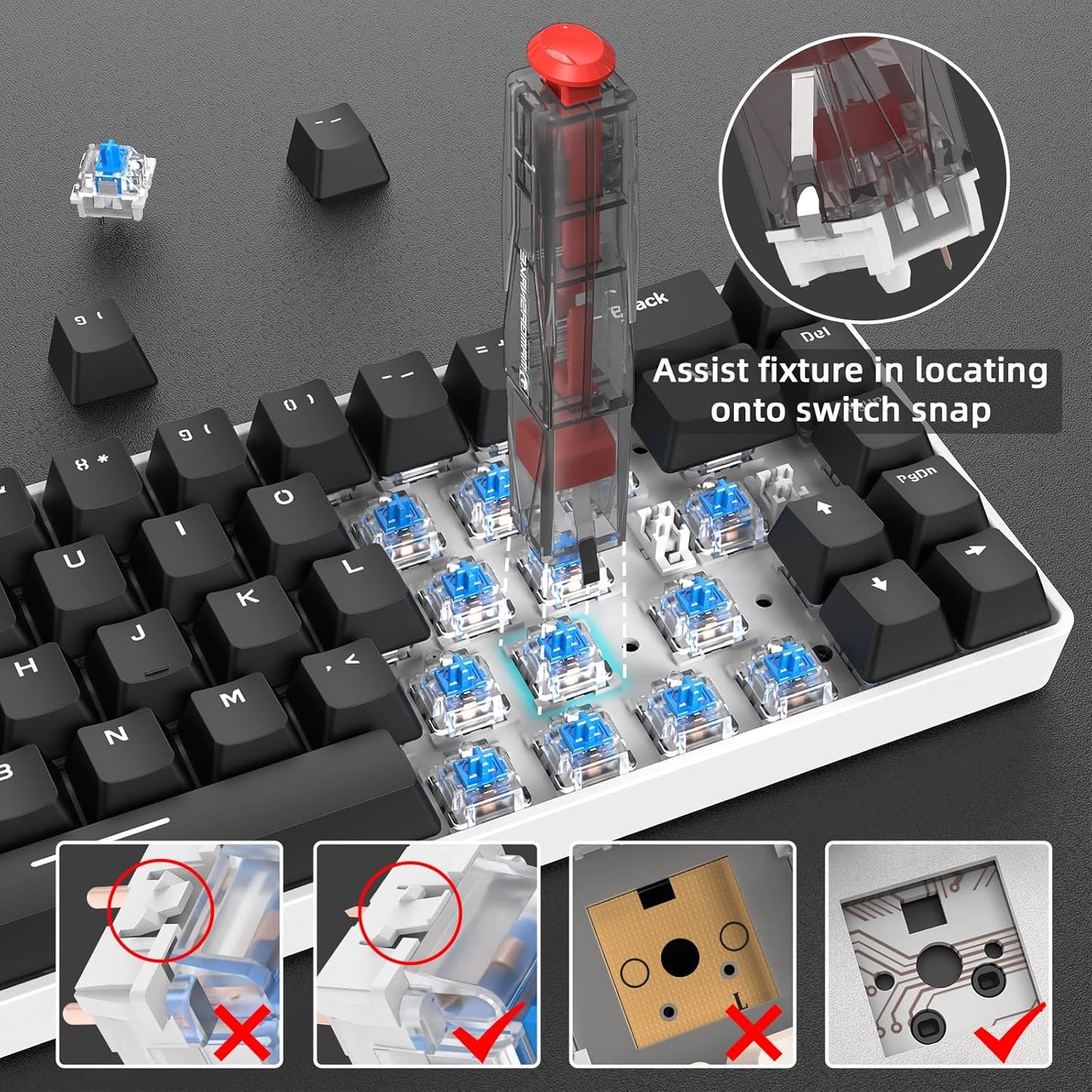 2-in-1 Keycap Switch Puller, 304 Stainless Steel Key Removal Tool for Hot Swappable Mechanical Keyboard and DIY Custom Gaming Keyboard - Blue