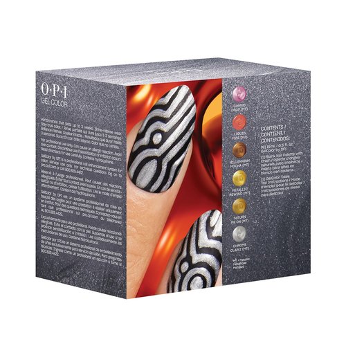 OPI GelColor 6PC Add-on Kit #2 | Opaque Bright Multi-Color Metallic Gel Nail Polish Gift Set | Metallic Mega Mix Collection
