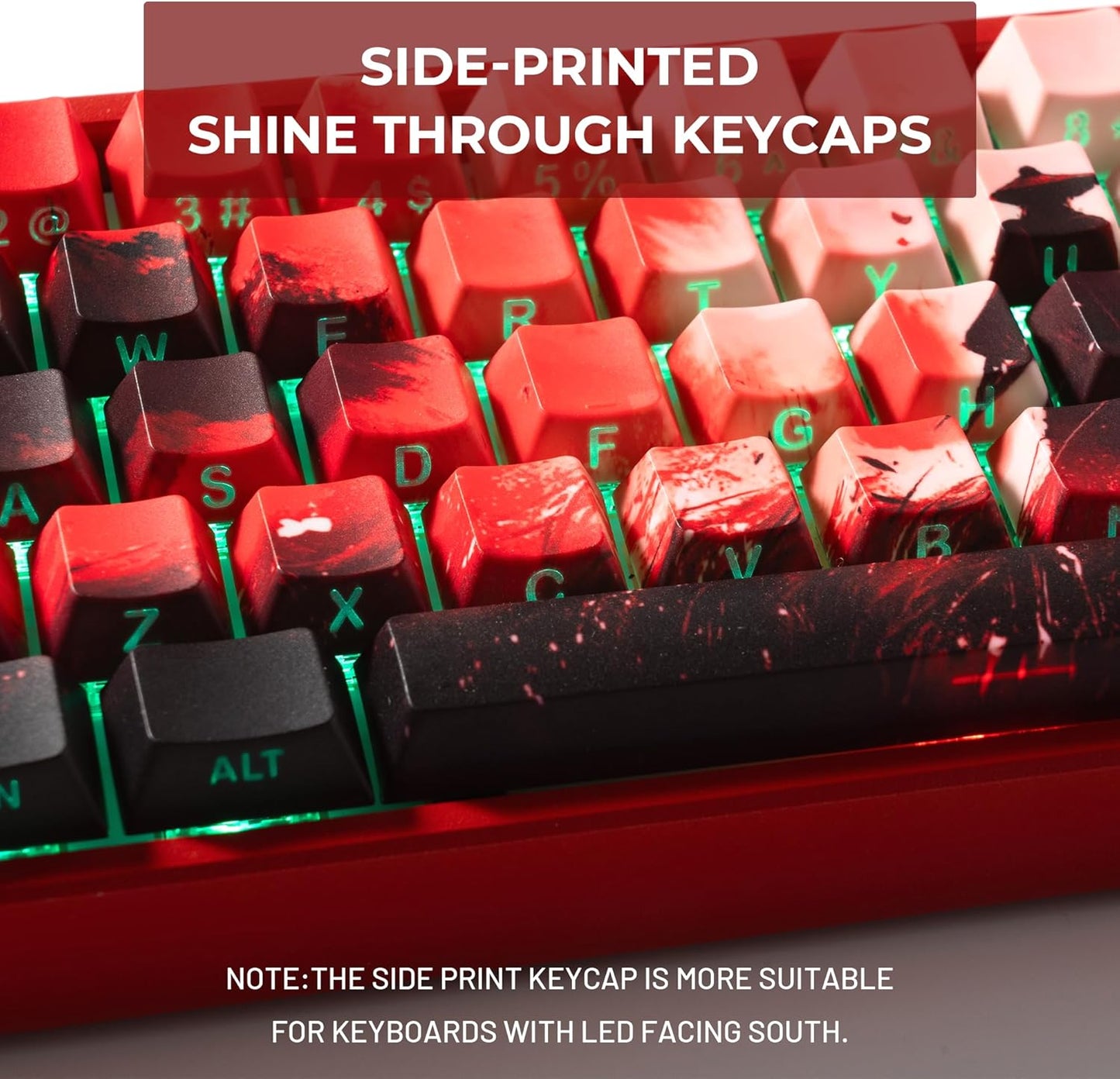 XVX Double Shot PBT Keycaps, Chrysanthemum Keycaps, Side Printed Shine Through Keycap Sets, Cherry Profile Keyboard Caps with Dye Sublimation Suitable for MX Switches Mechanical Keyboard
