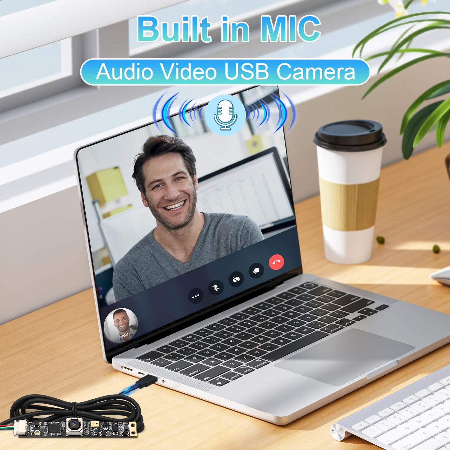 8mp Auto Focus USB Camera with Microphone Mini PC Camera for Computer 4K lightburn Camera for Laser Engraver Mini Strip Webcam Board CCTV USB Surveillance Camera for Raspberry Pi Laptop