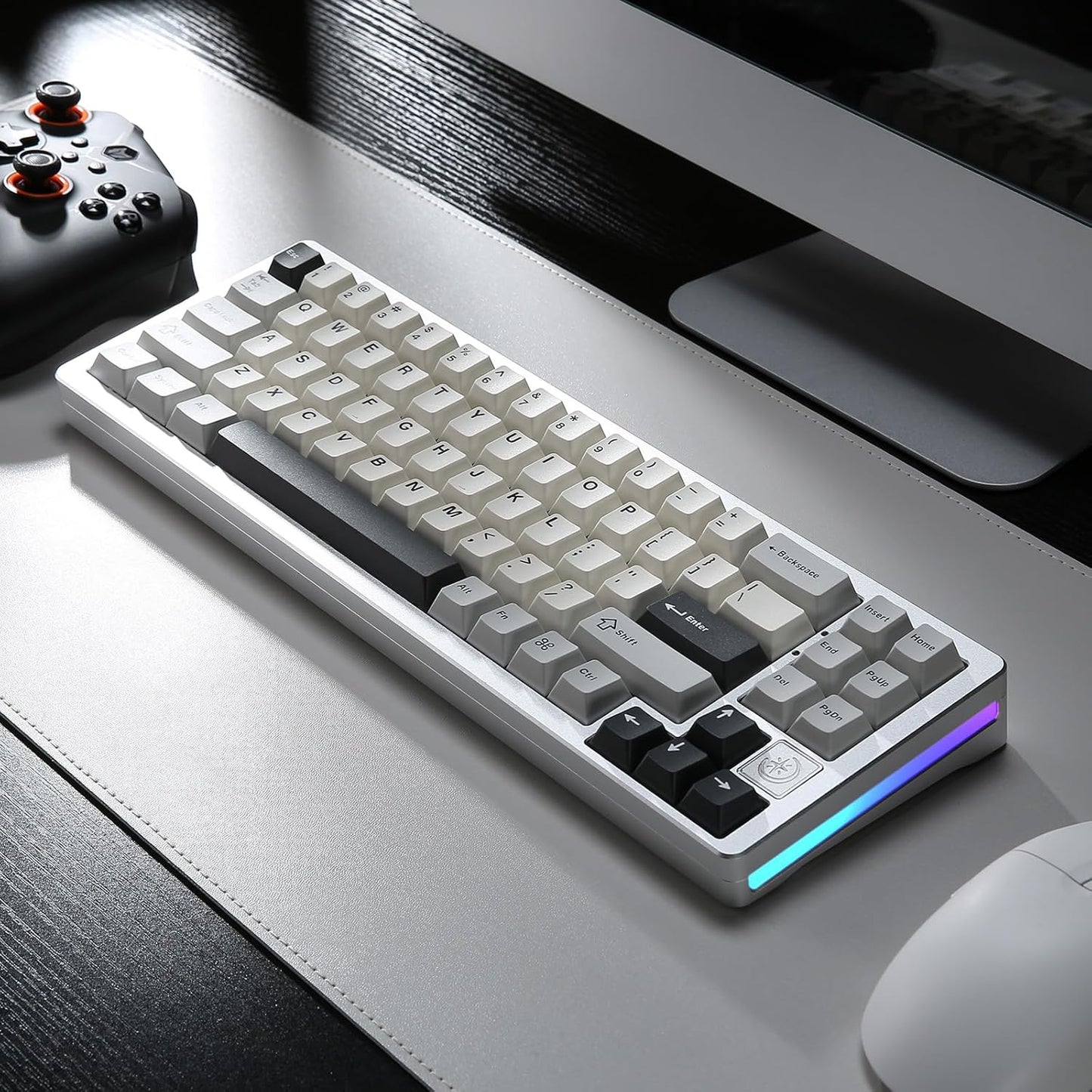 YUNZII AL71 75% Mechanical Keyboard,Full Aluminum CNC,Hot Swappable Gasket,2.4GHz Wireless BT5.0/USB-C Wired,NKRO Programmable RGB Backlight Creamy Typing for Win/Mac(Black,Crystal White Switch)