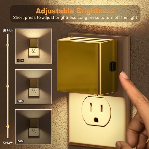 JandCase Night Light,Automatic Night Lights Plug into Wall,Dusk to Dawn,2 Pack Soft White 3000K Brightness Adjustable Nightlight for Kids Bedroom Bathroom Hallway Kitchen