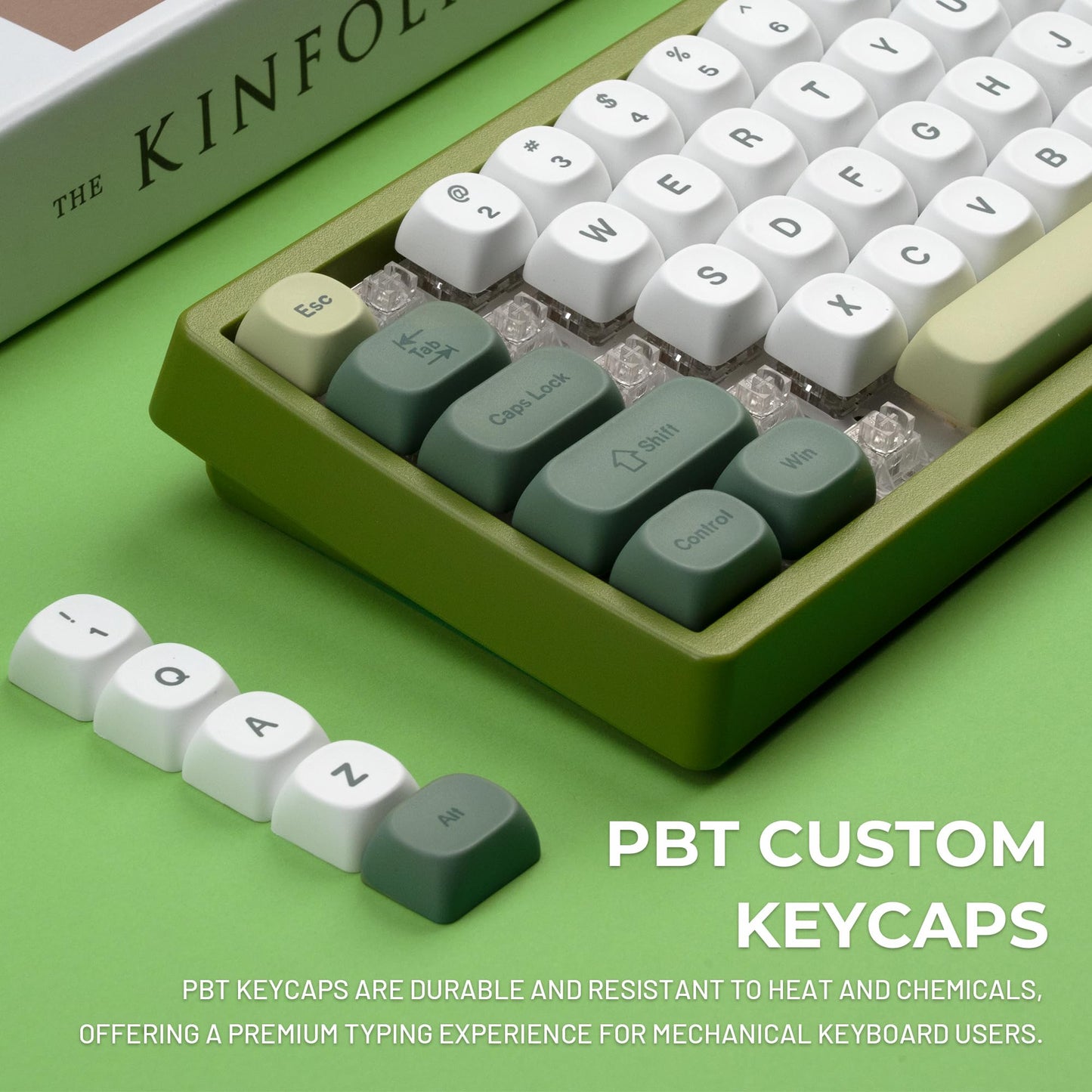 XVX MOA Profile Matcha Panda PBT Dye-Sub Keycaps Set, 143-Key Green & Creamy Keycaps for Mechanical Keyboards (Compatible with 61/64/68/84/87/100/104/108 Cherry MX Switches)