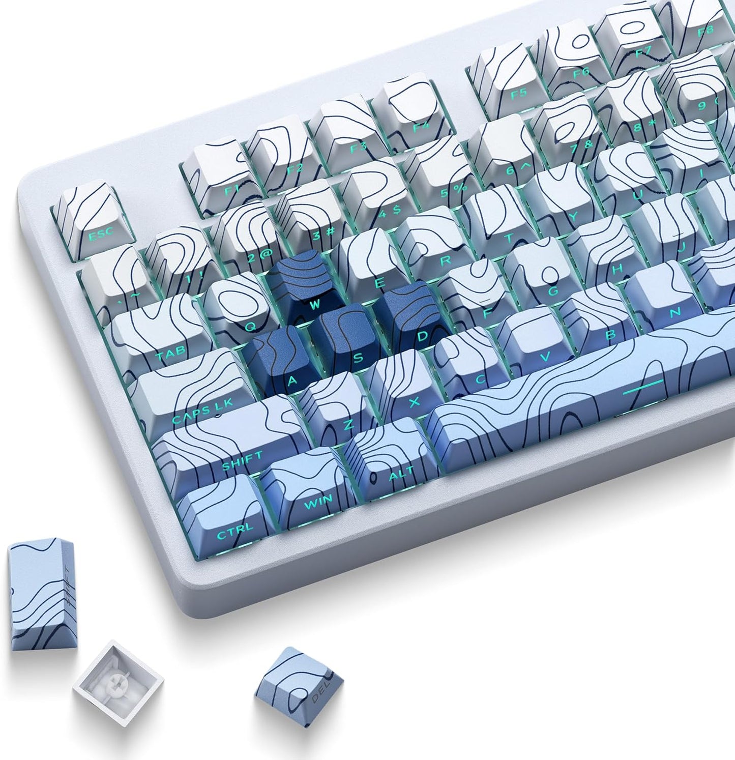 XVX PBT Keycaps - Shine Through Keycaps, Side Printed Custom Keycaps 75 Percent, Rose Garden Key Cap Set Dye Sub & Double Shot, 130 Keys Cherry Profile Keyboard Keycap for Mechanical Keyboard