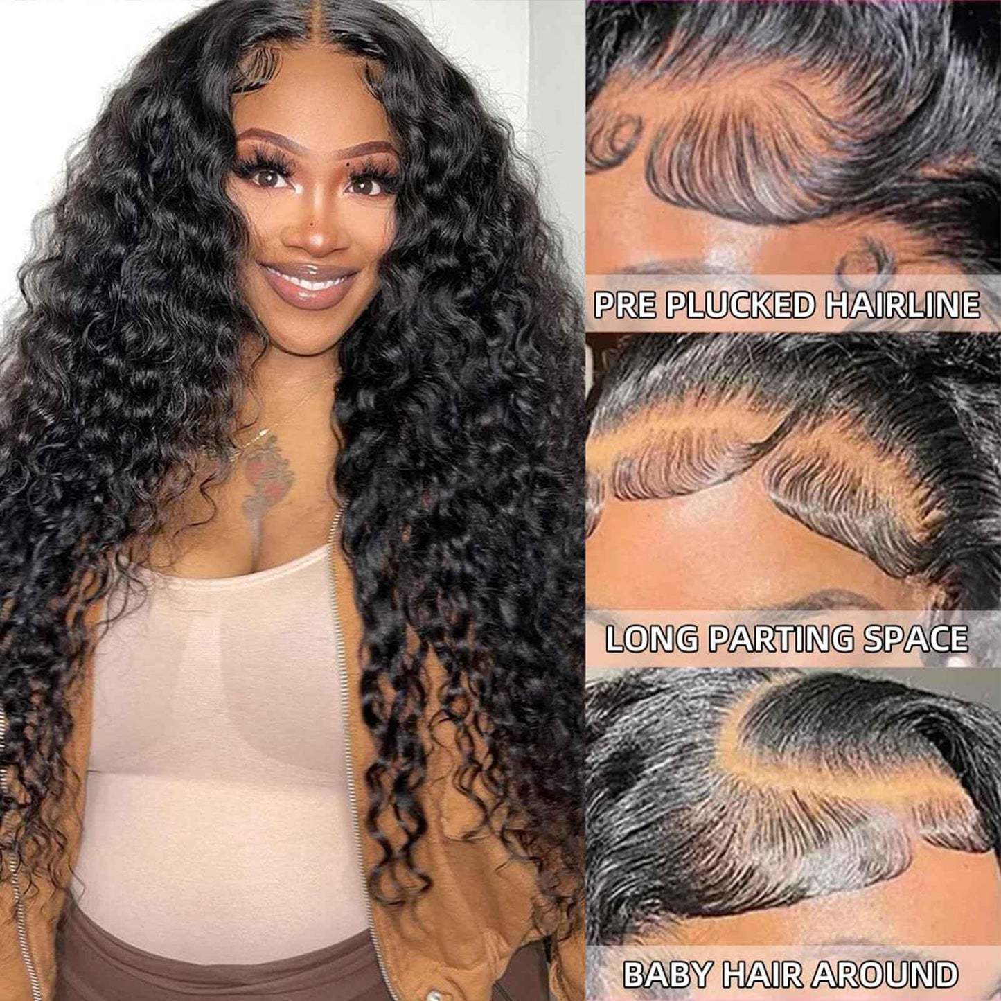 30 Inch Deep Wave Lace Front Wigs Human Hair 13x6 HD Lace Front Wigs Pre Plcked Curly Wig for Women 200% Density Water Wave Lace Front Wigs With Baby Hair