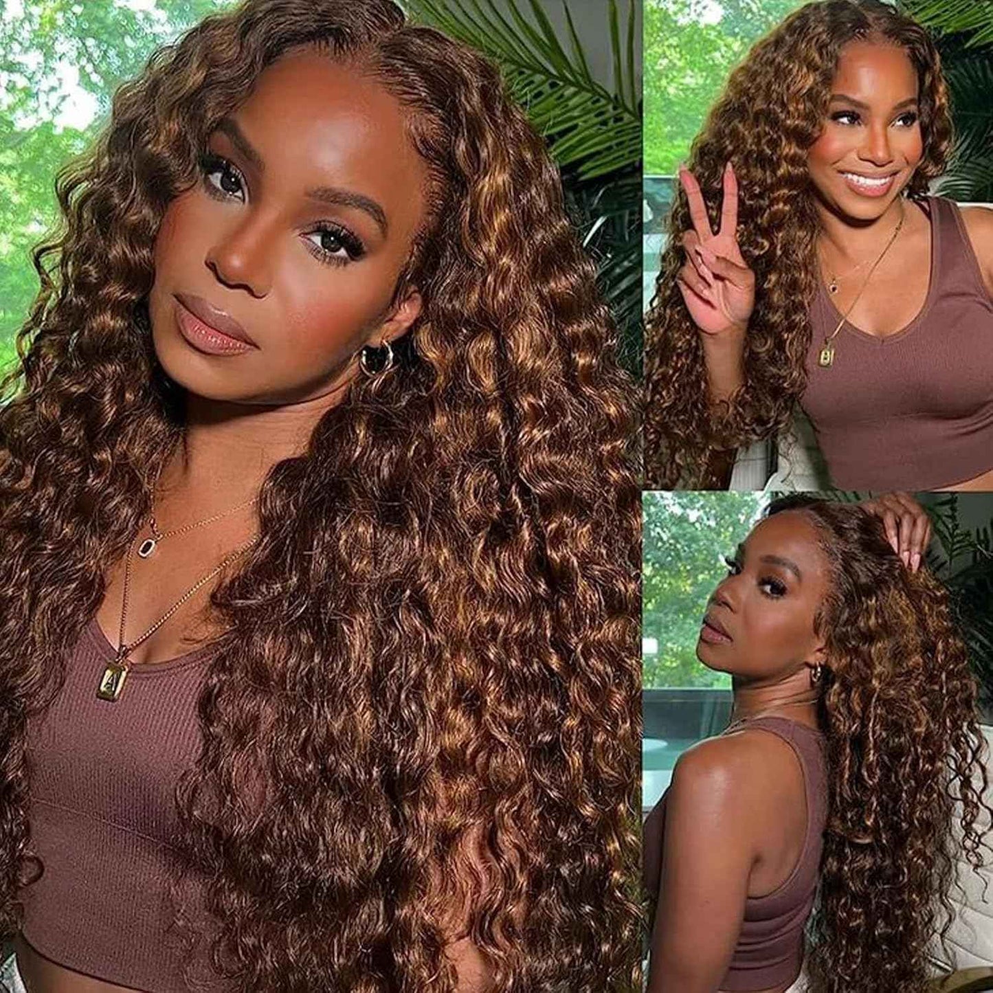 Giginger Brazilian Human Hair Bundles 24 26 28 Inch Jerry Curly Wave Bundles Human Hair Brazilian Chocolate Brown Highlight P4/30 Brazilian Unprocessed Virgin Quick Weave Hair for Black Women