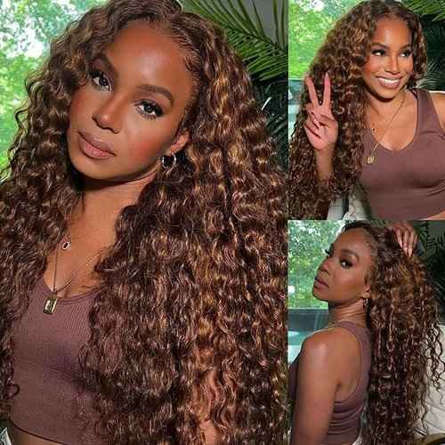 Condescension Human Hair Bundles 20 22 24 Inch Chocolate Brown Highlight P4/30 Jerry Curly Bundles Human Hair Unprocessed Brazilian Virgin Quick Weave Hair for Black Women
