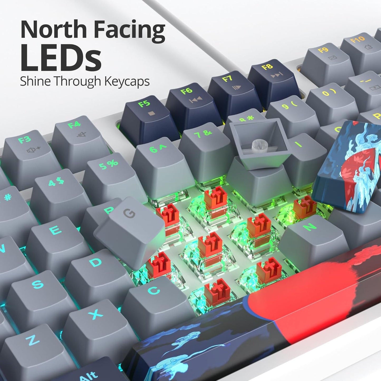 75% Mechanical Gaming Keyboard, 87 Keys Compact TKL Wired Linear Red Switches Detachable USB NKRO RGB Backlight Keyboard for Win/Mac/PS4/PS5/Xbox.(Blue Samurai)