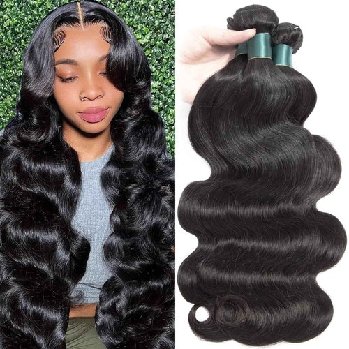 Superfect Human Hair Bundles 20 22 24 Inch Body Wave Bundles Human Hair 12A 100% Unprocessed Brazilian Virgin Hair Weave 3 Bundle Natural Black Color (20 22 24 Body Wave)