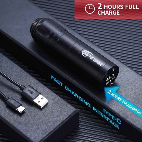 Rattlesnake Rotary Battery Pen Tattoo Machine Digital LED Display 4.2mm Stroke Length (TATTOO MACHINE WITH EXTRA BATTERY)