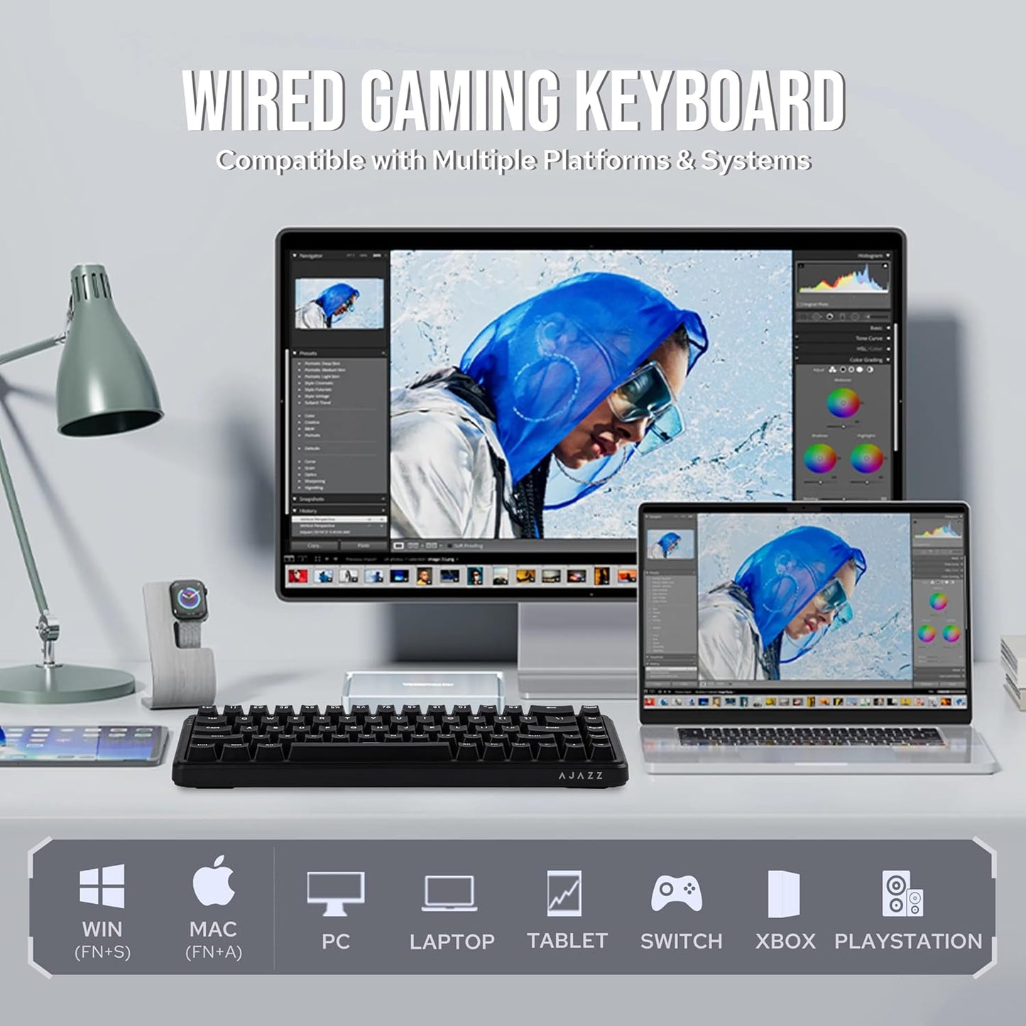 AK680 MAX Wired Gaming Keyboard with Hall Effect Switch, Rapid Trigger Magnetic Keyboard with 8K Polling Rate, Top Structure, RGB Backlight (White)
