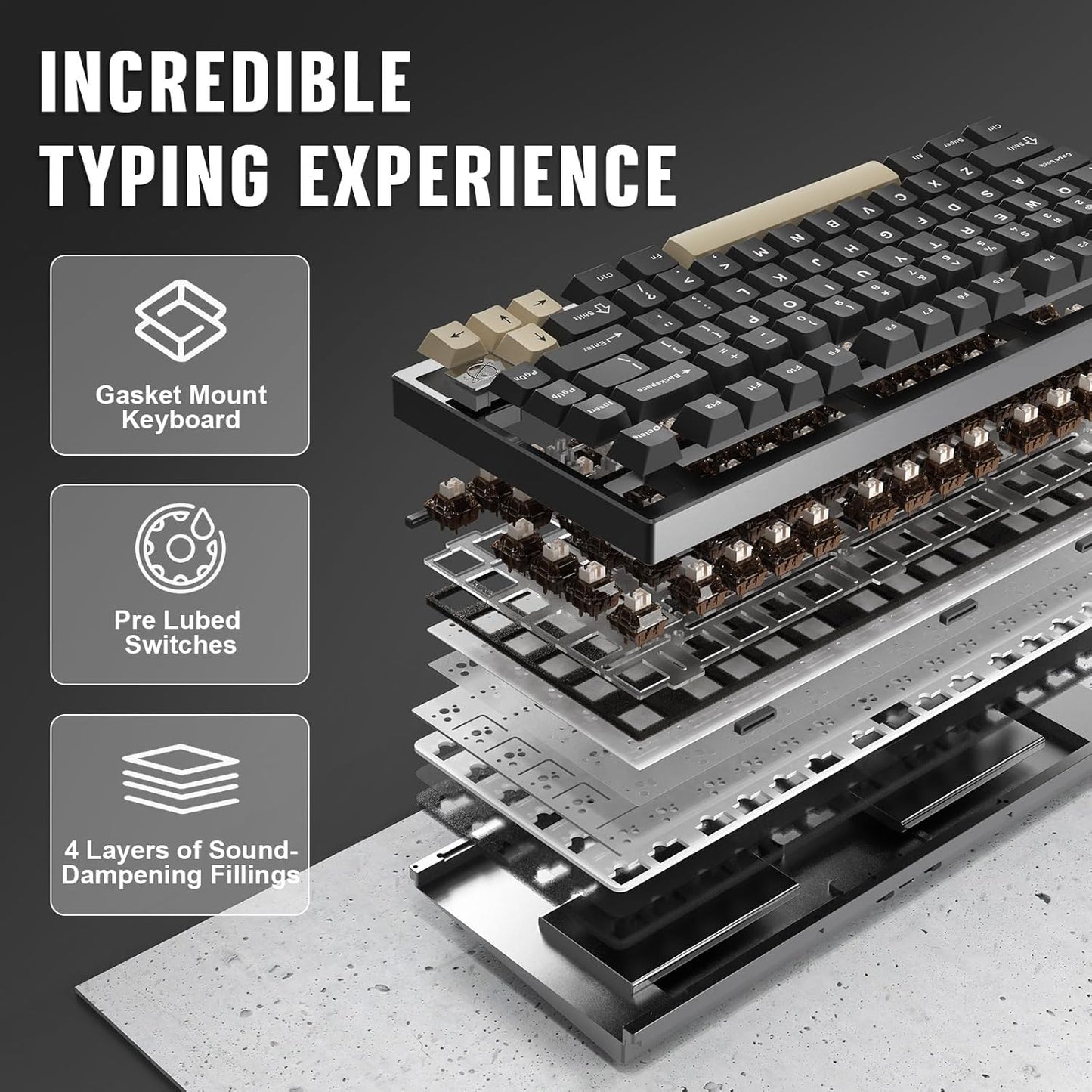 YUNZII AL75 PRO 75% Wireless Mechanical Gaming Keyboard,Full Aluminum CNC,BT/2.4G/Wired,PBT Keycaps,Gasket Mounted Hot Swap,Custom RGB Backlight, Programmable for Mac/Win (Black, Blue Grey)