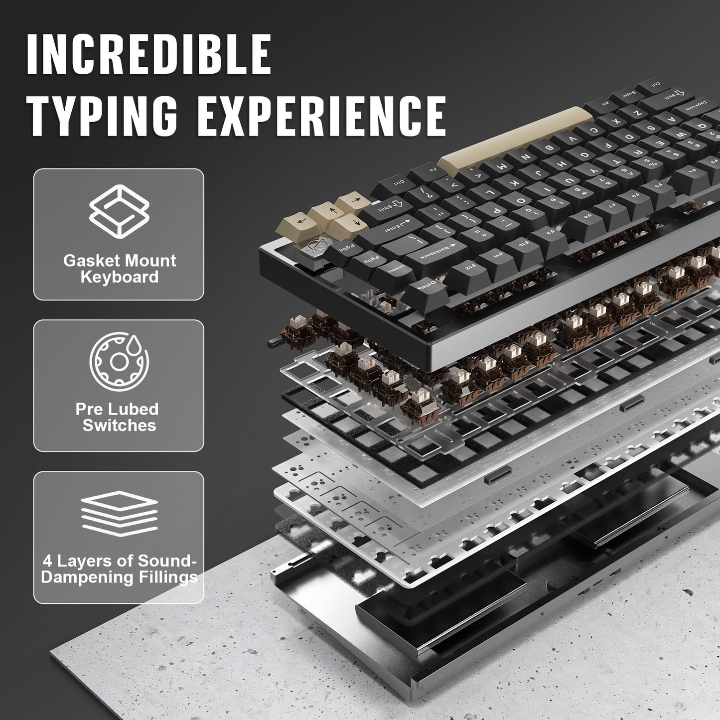 YUNZII AL75 PRO 75% Wireless Mechanical Gaming Keyboard,Full Aluminum CNC,BT/2.4G/Wired,PBT Keycaps,Gasket Mounted Hot Swap,Custom RGB Backlight, Programmable for Mac/Win (Black, Cocoa Cream V2)