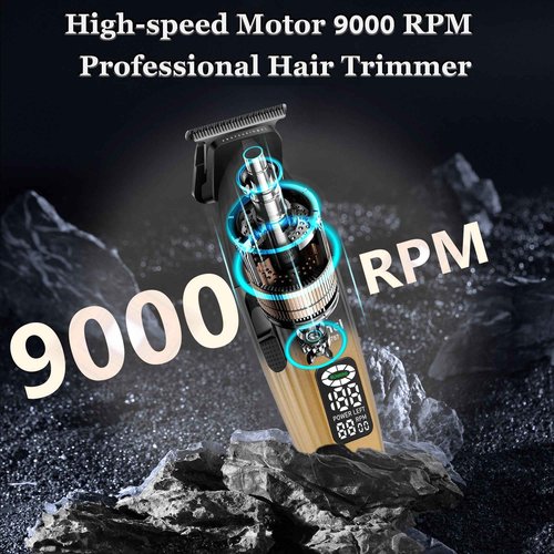 KEMEI 1787 Beard Trimmer for Men, Cordless Hair Trimmer with LED Display, 9000 RPM Hair Clippers for Barber with 2000 mAh Battery, DLC Coated T-Blade