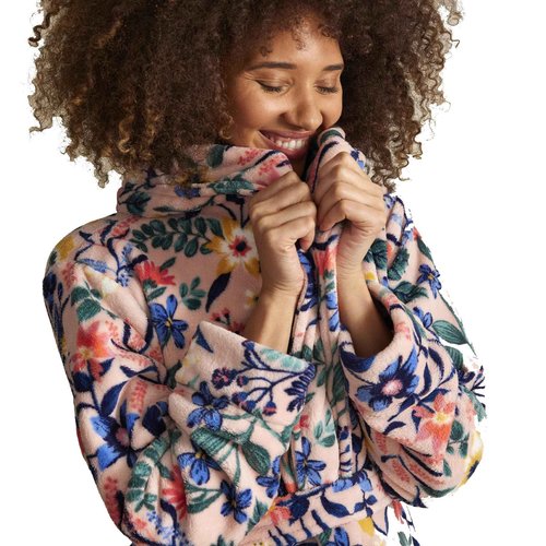 Vera Bradley Plush Fleece Robe (Extended Size Range), Paradise Coral, Small - Medium