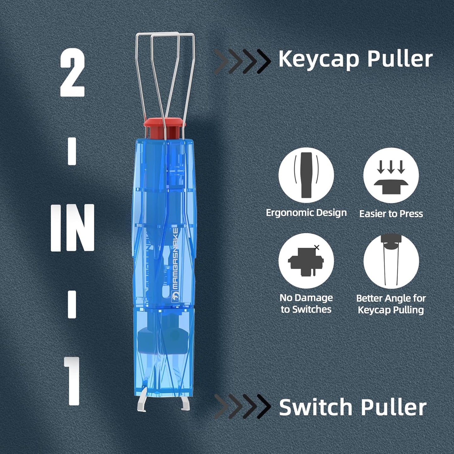 2-in-1 Keycap Switch Puller, 304 Stainless Steel Key Removal Tool for Hot Swappable Mechanical Keyboard and DIY Custom Gaming Keyboard - Blue