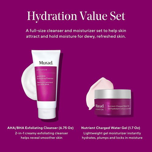 Murad Smooth & Replenish Value Set - 2-Piece Full-Size Set $117 Value - AHA/BHA Cleanser & Water Gel Moisturizer
