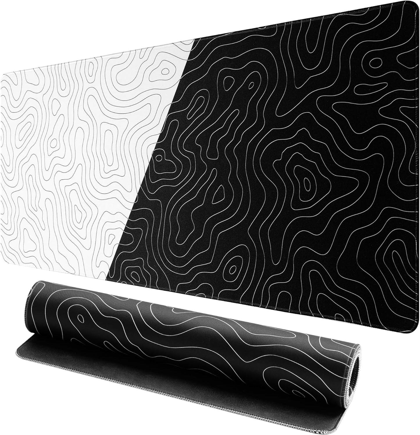 XVX Japanese Sea Wave Large Mouse Pad for Desk, Desk Mat with Seamed Edges, Waterproof Desk Pad, Gaming Mouse Pad Non-Slip Rubber Base, 31.5x11.8 Inch 3mm Thick Keyboard Pad Computer Mat, Kanagawa