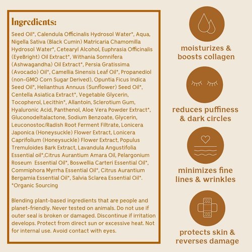 Solluna by Kimberly Snyder Anti-Aging Eye Cream — Plant Based Under Eye Treatment with Hyaluronic Acid, Ashwagandha, Calendula & Eyebright Botanicals (0.5oz) Non-Toxic, Cruelty-Free, Vegan & Non-GMO