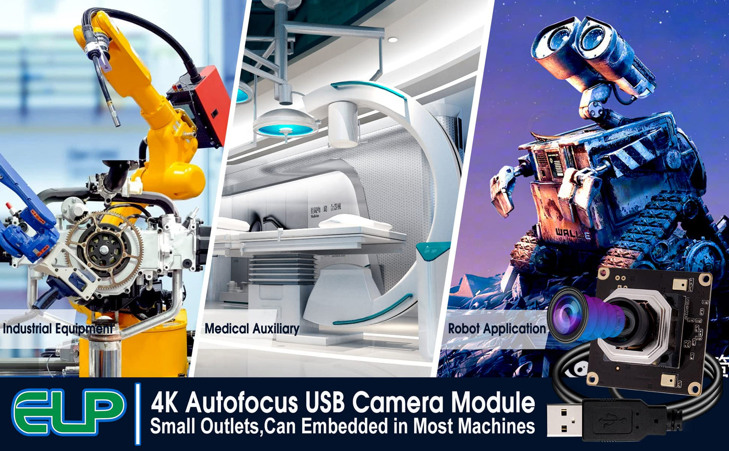 4K USB Camera Module Autofocus with Dual Microphone for Computer and Raspberry Pi Mini UVC USB2.0 Webcam Board 8mp Industrial Lightburn Camera IMX415 PC Camera Audio Video Web Camera for Laptop