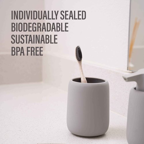 Bleeker and Rowe Biodegradable Eco-Friendly Toothbrushes - Individually Sealed - BPA Free Soft Bristles - Sustainable - Recycled Packaging (Pack of 100)