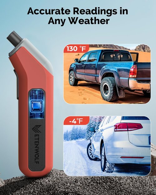 ETENWOLF T300 Digital Tire Pressure Gauge 3-200 PSI, Industrial Tire Gauge Calibrated to ANSI B40.7 Grade 2A(Plus-Minus 0.5%), Replaceable AAA Batteries, Dark Cyan