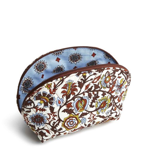 Vera Bradley Women's Premium Cotton Mini Dome Cosmetic, Marrakesh Vines Cream, One Size