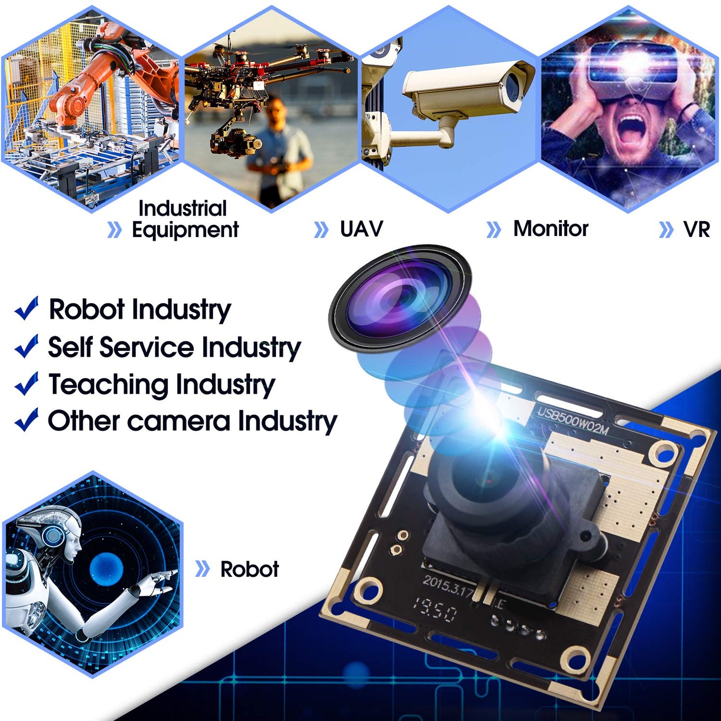 5 Megapixel USB Camera Module HD 2592X1944 Webcamera with CMOS OV5640 Sensor, Machine Vision Mini Webcam for Windows Mac Andriod Linux,Plug&Play,OTG Camera (2.1mm Lens)