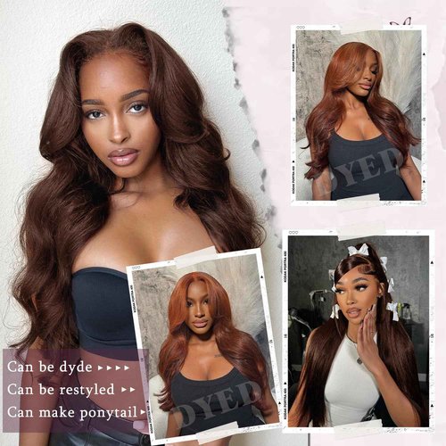 EARLR Chocolate Brown Lace Front Wig 24 Inch Chocolate Brown Human Hair Wig 7x5 Brown Glueless Human Hair Pre Plucked Pre Cut 200% Density Body Wave Glueless Dark Brown Wig for Women