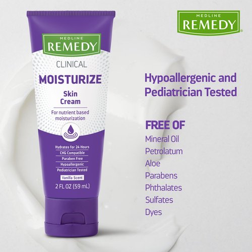 Medline Remedy Clinical Skin Cream, Nourishing Formula for Dry Skin, 2 oz., Pack of 24